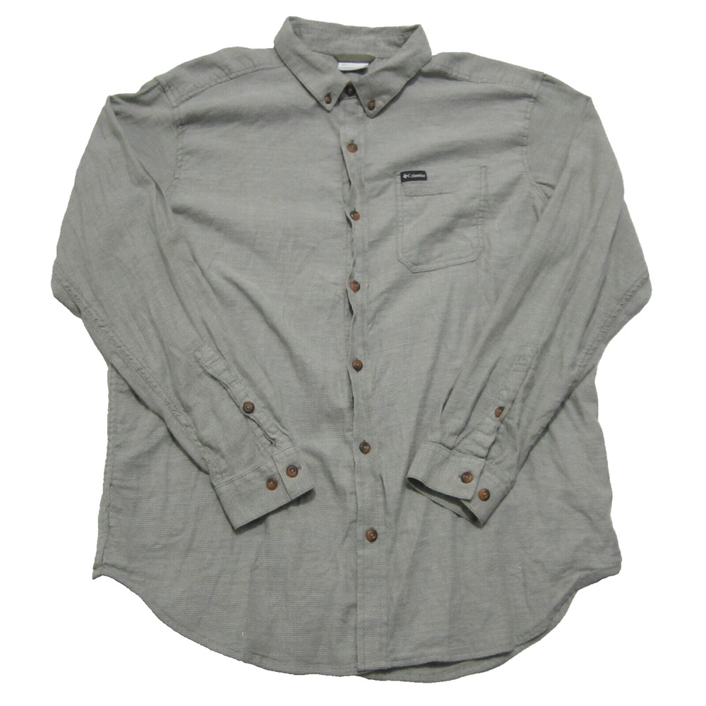 Columbia Shirt Mens size XL Gray Long Sleeve Collared Button Down Cotton Blend